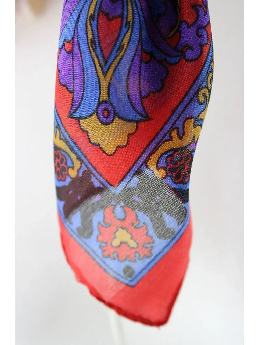 Vintage Silken Polyester Scarf by Berkshire Made in Italy Paisley Floral Red